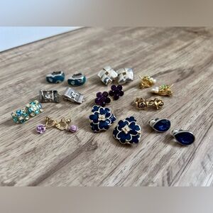 Vintage clip on earrings metal with gems granny grandma grandmacore glam dressup